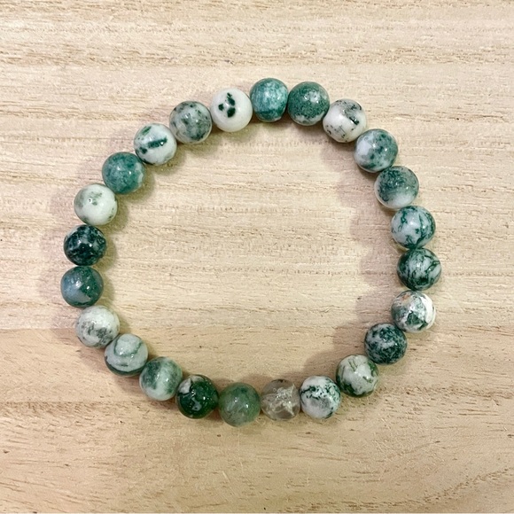 Tree Agate Beaded Bracelet 8mm - Picture 5 of 10